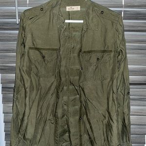 Green Hollister denim shirt